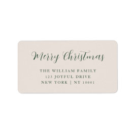 メリークリスマスグリーンタイポグラフィ差出人住所 ラベル