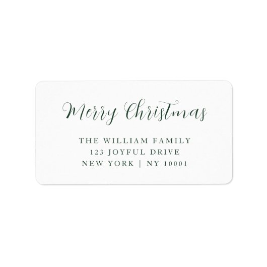 メリークリスマスグリーンタイポグラフィ差出人住所 ラベル (正面)