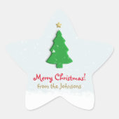 メリークリスマスグリーンツリースタースノーミニマリスト 星シール (正面)