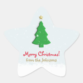 メリークリスマスグリーンツリースタースノーミニマリスト 星シール