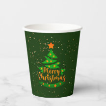 メリークリスマスグリーンツリー金ゴールドオレンジスターズ