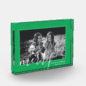 メリークリスマスグリーンハートカスタムフォトブロック フォトブロック (左)