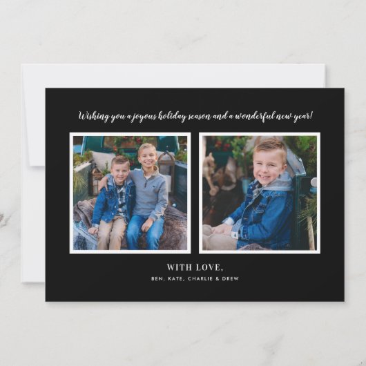 メリークリスマスグリーンバッファロープレイド写真 シーズンカード (裏面)