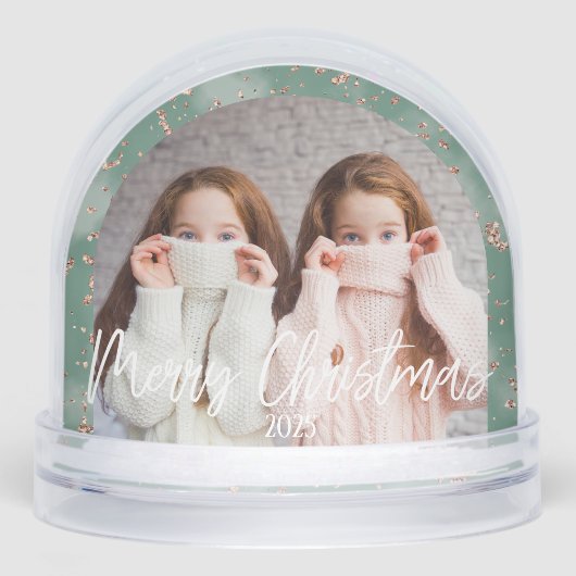 メリークリスマスグリーンパーソナライズされた写真 (正面)