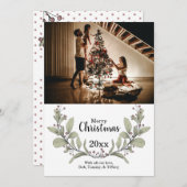 メリークリスマスグリーンピンクミスタントーリース写真 シーズンカード (正面/裏面)