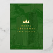 メリークリスマスグリーンフォイルホリデーフォトカード 箔シーズンカード (正面)