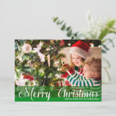 メリークリスマスグリーンフォトクリスマスカード (スタンド正面)