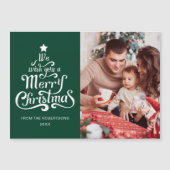 メリークリスマスグリーンフォト磁気ホリデーカード (正面)