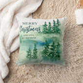 メリークリスマスグリーンフォレストツリーギフト クッション (ブランケット)