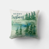 メリークリスマスグリーンフォレストツリーギフト クッション (正面)