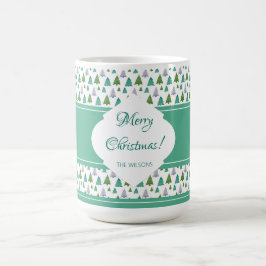 メリークリスマスグリーンブルー コーヒーマグカップ
