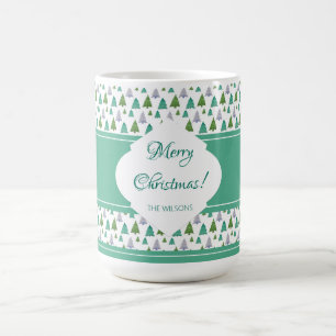メリークリスマスグリーンブルー コーヒーマグカップ