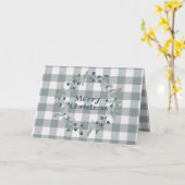 メリークリスマスグリーンプレイドリースバッファローチェック カード (黄色い花)