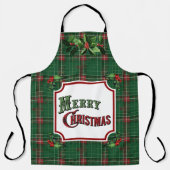 メリークリスマスグリーンプレイド エプロン (正面)