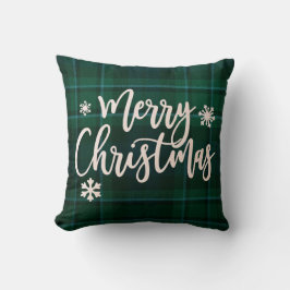 メリークリスマスグリーンプレイド クッション