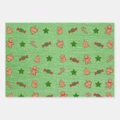 メリークリスマスグリーンベルかわいいキャンディソックスのスター ラッピングペーパーシート (正面)