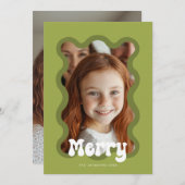 メリークリスマスグリーンホタロプホリデイデザイン シーズンカード (正面/裏面)