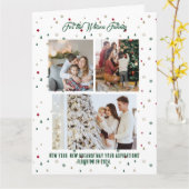 メリークリスマスグリーンホリデーカード3フォトコラージュ カード (黄色い花)