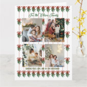 メリークリスマスグリーンホリデーカード4フォトコラージュ カード (黄色い花)