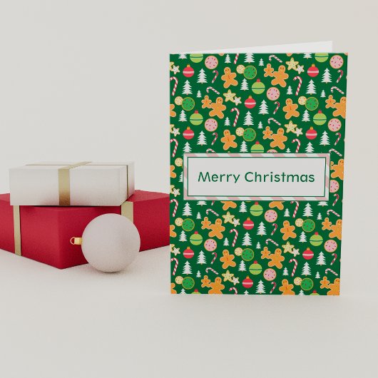 メリークリスマスグリーンホリデーテーマのデザインカード シーズンカード
