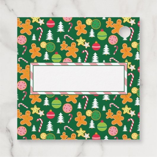 メリークリスマスグリーンホリデーテーマのデザイン フェイバータグ (裏面)