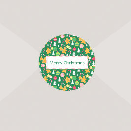 メリークリスマスグリーンホリデーテーマのデザイン ラウンドシール