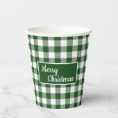 メリークリスマスグリーンホワイトバッファローチェックパーティー 紙コップ (正面)