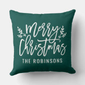 メリークリスマスグリーンモダンカスタムファミリー クッション (裏面)