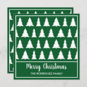 メリークリスマスグリーンモダンホワイトツリーパターン シーズンカード (正面/裏面)