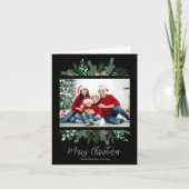 メリークリスマスグリーンモダンリー写真 シーズンカード (正面)