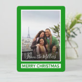 メリークリスマスグリーンモダン対角線写真 シーズンカード (スタンド正面)