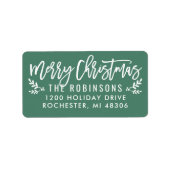 メリークリスマスグリーンモダン差出人住所 ラベル (正面)