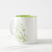 メリークリスマスグリーンモダン ツートーンマグカップ (正面左)