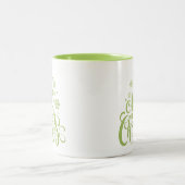 メリークリスマスグリーンモダン ツートーンマグカップ (中央)