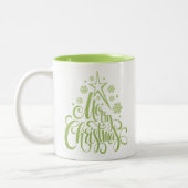 メリークリスマスグリーンモダン ツートーンマグカップ (左)