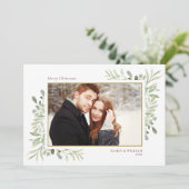 メリークリスマスグリーンリーカップル写真 シーズンカード (スタンド正面)