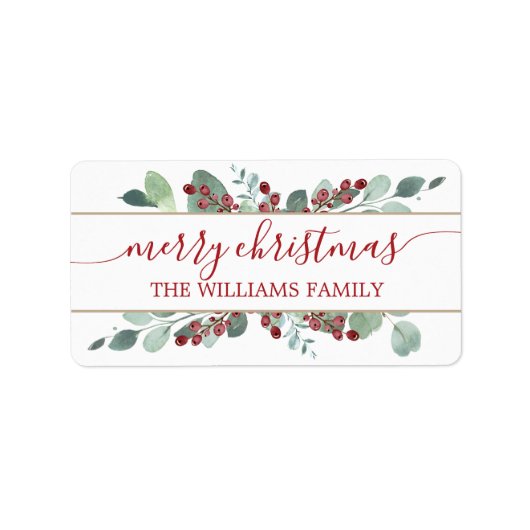 メリークリスマスグリーンリークランベリー金ゴールドラベル ラベル (正面)