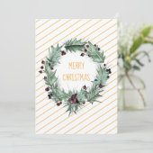 メリークリスマスグリーンリースイエローストライプ シーズンカード (スタンド正面)