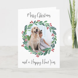 メリークリスマスグリーンリースカスタム写真 シーズンカード