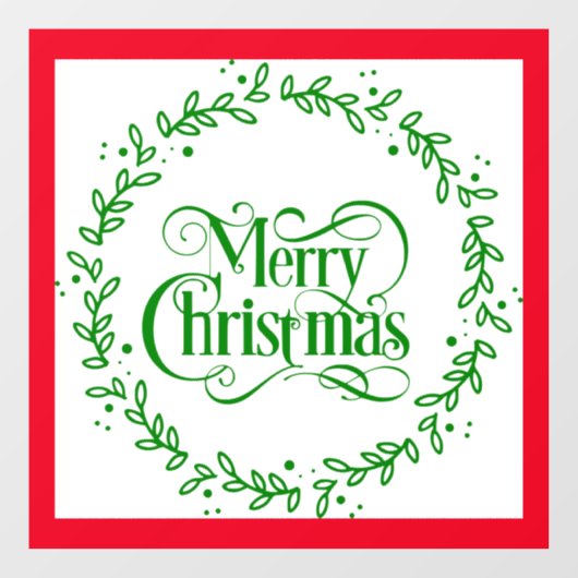 メリークリスマスグリーンリース窓貼り ウィンドウサイン (シート)