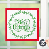メリークリスマスグリーンリース窓貼り ウィンドウサイン (ホーム)