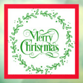 メリークリスマスグリーンリース窓貼り ウィンドウサイン (シート3)