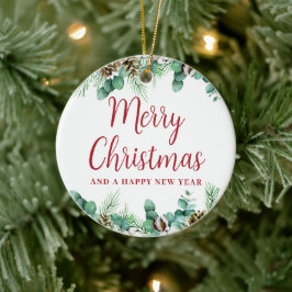 メリークリスマスグリーンリーセラミックオーナメント セラミックオーナメント