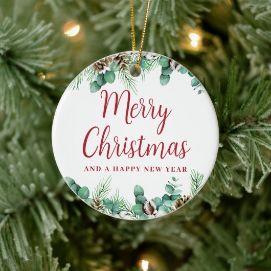 メリークリスマスグリーンリーセラミックオーナメント セラミックオーナメント (ツリー)