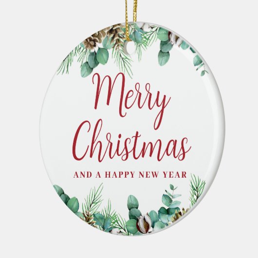 メリークリスマスグリーンリーセラミックオーナメント セラミックオーナメント (左)