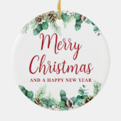 メリークリスマスグリーンリーセラミックオーナメント セラミックオーナメント (裏面)