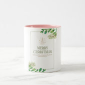 メリークリスマスグリーンリーフマグ ツートーンマグカップ (中央)