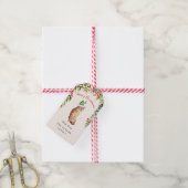 メリークリスマスグリーンリーフレッドベリー猫好き ギフトタグ (より糸付き)