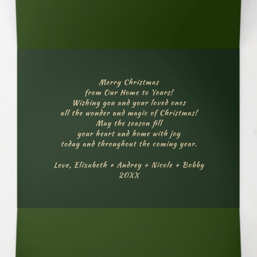 メリークリスマスグリーンリーフローラ数々の写真 三つ折りカード (内部中)