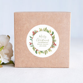 メリークリスマスグリーンリーリースカスタム ラウンドシール